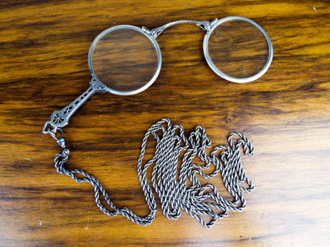 Antique Edwardian Art Deco Sterling Silver Lorgnette Opera Glasses - Yesteryear Essentials
 - 1