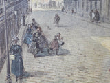Antique Original Signed Johann Wilhelm Frey Austrian Street Scene Watercolor Painting