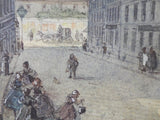 Antique Original Signed Johann Wilhelm Frey Austrian Street Scene Watercolor Painting