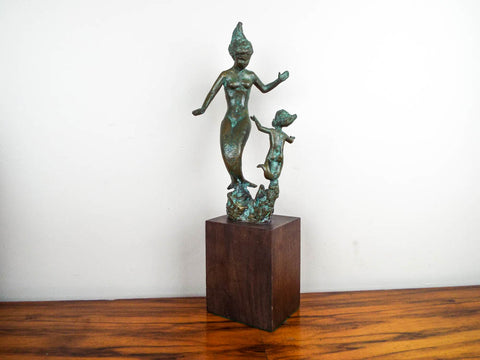 Vintage Bronze Female Mermaids Sculpture - Yesteryear Essentials
 - 1