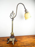 Antique Metal Tabletop Art Nouveau Adjustable Table Lamp Light 1900's