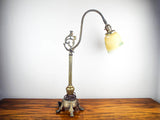 Antique Metal Tabletop Art Nouveau Adjustable Table Lamp Light 1900's