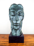 Vintage Large Signed Bronze Head Jesus Sculpture Male Statue