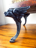 Antique Shoe Shine Stool Box with Cast Iron Griffin Legs - Yesteryear Essentials
 - 4