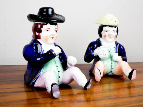 Antique Pair of Staffordshire Porcelain Novelty Figurines