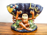 Vintage Ceramic Majolica Figural Tropical Fruit Bowl