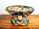 Vintage Ceramic Majolica Figural Tropical Fruit Bowl