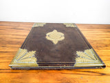 Antique Brass Metal and Leather Portfolio Document Holder Carrier