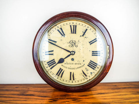 Antique English c 1910 George V Government Wall Clock Ingram Bros Wood Green London