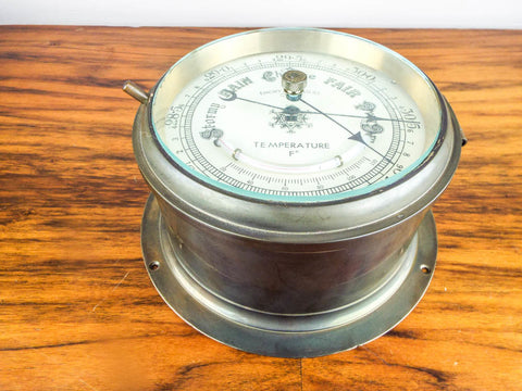 Nautical Brass Aneroid Barometer - Decorative Maritime Gauge