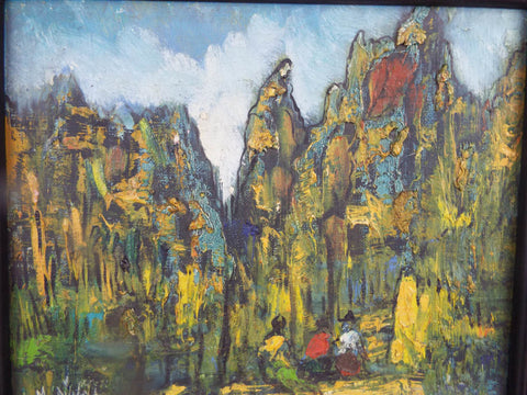Vintage Art Pair of Landscape Oil Painting Impressionism by