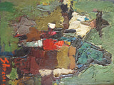 Vintage Framed Abstract Palette Knife Oil Painting of Mexican Couple by Don Shreves 12 x 9