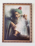 Vintage Oil On Canvas Signed Oil Painting of Middle Eastern Arabian Bearded Man Abbas