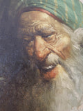 Vintage Oil On Canvas Signed Oil Painting of Middle Eastern Arabian Bearded Man Abbas