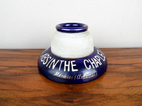 Vintage Advertising 1930's French Absinthe Chaplet Ceramic Porcelain Match Holder Striker Safe Breweriana
