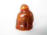 Vintage Asian Chinese Orange Amber Buddha Carved Figurine 2.5"