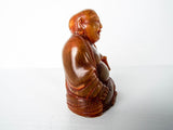 Vintage Asian Chinese Orange Amber Buddha Carved Figurine 2.5"