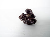 RL Antique Wooden Japanese Demon Oni Katabori Netsuke 1.75" Meiji Period Carving