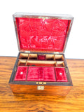Antique Victorian Jewelry Wooden Box Safe w Secret Drawer