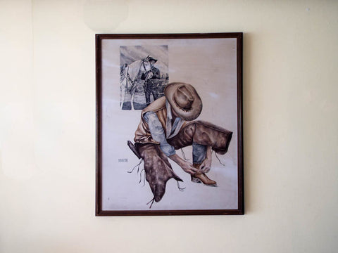 RL Vintage Signed Western Cowboy Watercolor Painting by M Martin - Yesteryear Essentials
 - 1