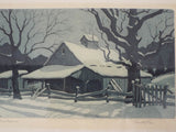 Vintage Signed Aquatint Etching by Kenneth J Reeve called Snow Patterns