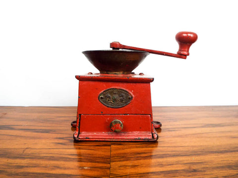 Antique 19th C Metal A Kenrick & Sons Coffee Grinder Red Herb Mill