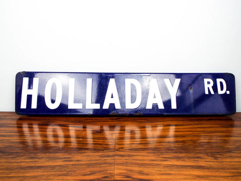 Vintage Metal & Enamel Road Sign ~ Holladay Rd, Los Angeles