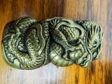 Antique Brass Japanese Vesta Case Meji Dragon Match Holder Case Safe