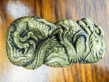 Antique Brass Japanese Vesta Case Meji Dragon Match Holder Case Safe