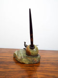 Antique Marble and Bronze Pheasant Inkwell Desk Set Figural Bird Statue Austrian