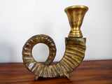 1970s Vintage Chapman Brass Ram Horn Style Candle Holders