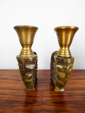 1970s Vintage Chapman Brass Ram Horn Style Candle Holders