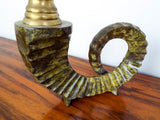 1970s Vintage Chapman Brass Ram Horn Style Candle Holders