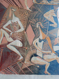 Vintage Original Lino Cut Abstract Print Signed Peri Fleischmann Ltd Ed 5/20