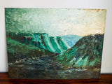 Vintage Palette Landscape Oil Painting Green Hillside Mountain Jon Goley
