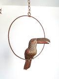 Vintage Bustamante Toucan Parrot Talavera Swing Sculpture