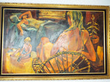 Contemporary Signed Shari Michaud Oil Canvas Framed Portrait Painting Orange Art