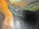 Contemporary Signed Shari Michaud Oil Canvas Framed Portrait Painting Orange Art