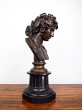 Antique 19th C French Bronze Bacchus Bust Sculpture ~ F Barbedienne