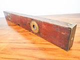 Antique Primitive Stanley Carpenters 26.5" Level Tool Brass & Wood USA Made