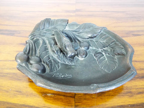 Antique Art Nouveau Secessionist Signed Pin Tray Dish Tschuvin Cicada Tray