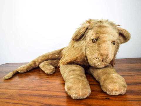 Vintage Mohair Lion w Mane Plush Stuffed Animal
