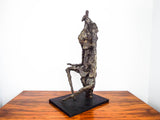 Vintage Gerard Koch Abstract Seated Bronze Sculpture German French Sculptor 1961