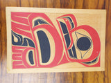 Vintage Indigeneous Pacific North West Cedar Carved Plaque Colored Owl R Adams