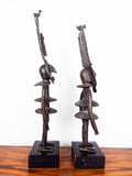 Vintage Patinated Bronze African Sculptures