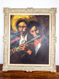 Vintage Signed Don Shreves Palette Knife Oil Painting Mexican Musicians Mariachi
