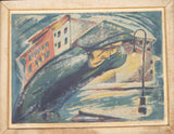 Vintage Signed Depression WPA Era Color Lithograph Image 1940 Storm H D Robbins