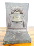 Vintage Metal 1774 Minute Man Liberty Bell Bookends 1910s 20s Library Book Ends