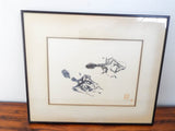 Vintage Japanese Gyotaku Squid Print ~ Don Hubbard