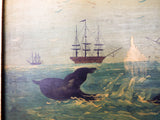 Antique Primitive Folk Art Whaling Oil on Panel Painting Signed by R Costa 1840s